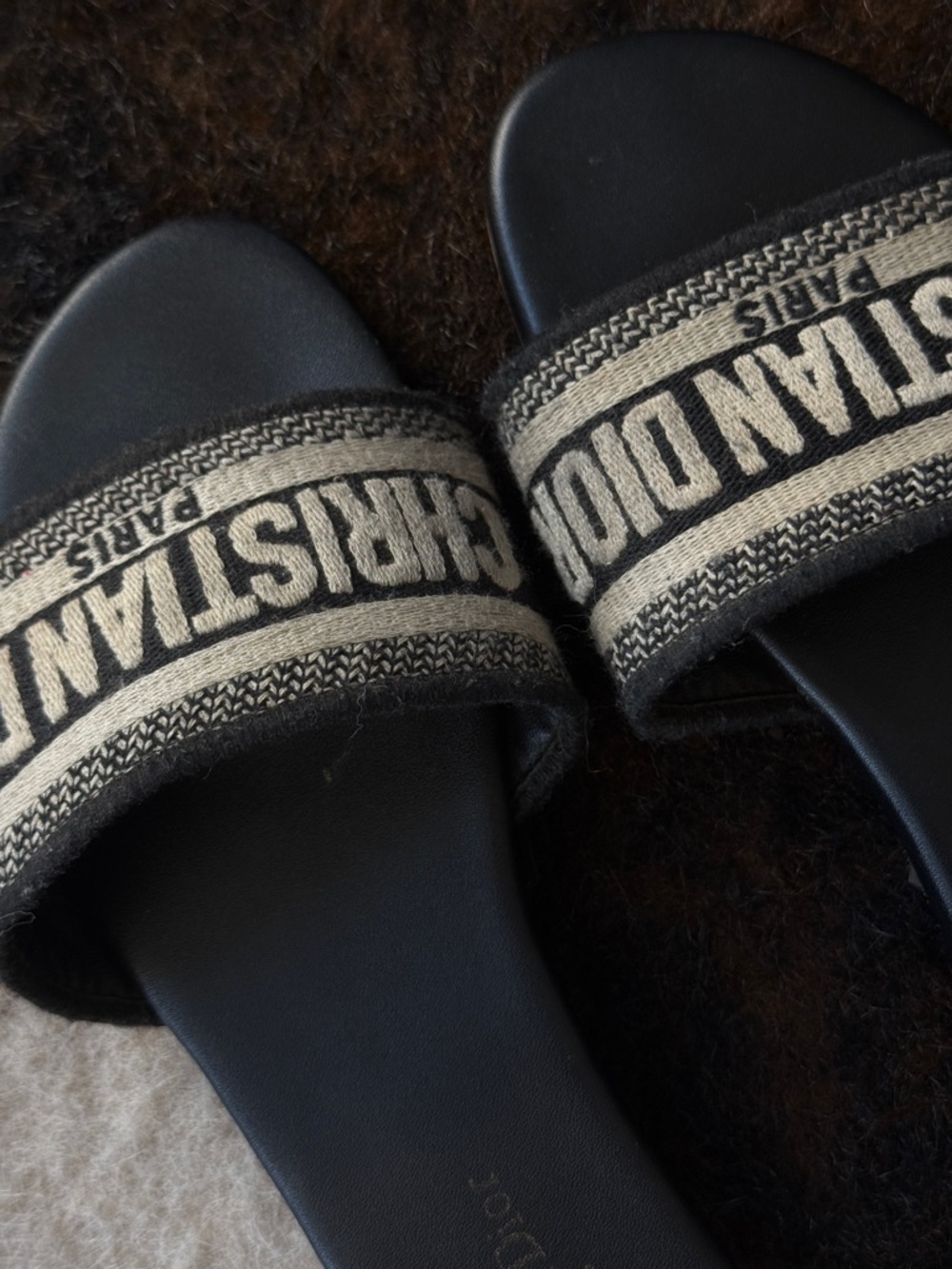 Christian Dior Dway Slides Sandals Black And White Size 37 - Picture 4 of 5